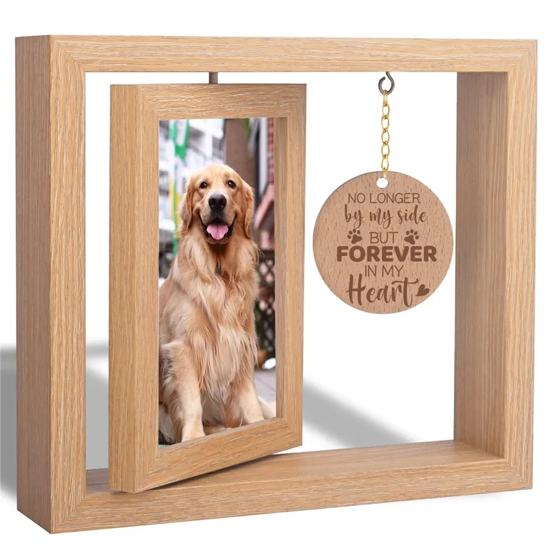 360° Rotating Pet Memorial Frame with Keepsake Jar Double-Sided 4x6 Photo Display for Pet Loss Perfect Gift for Dog and Cat Owne