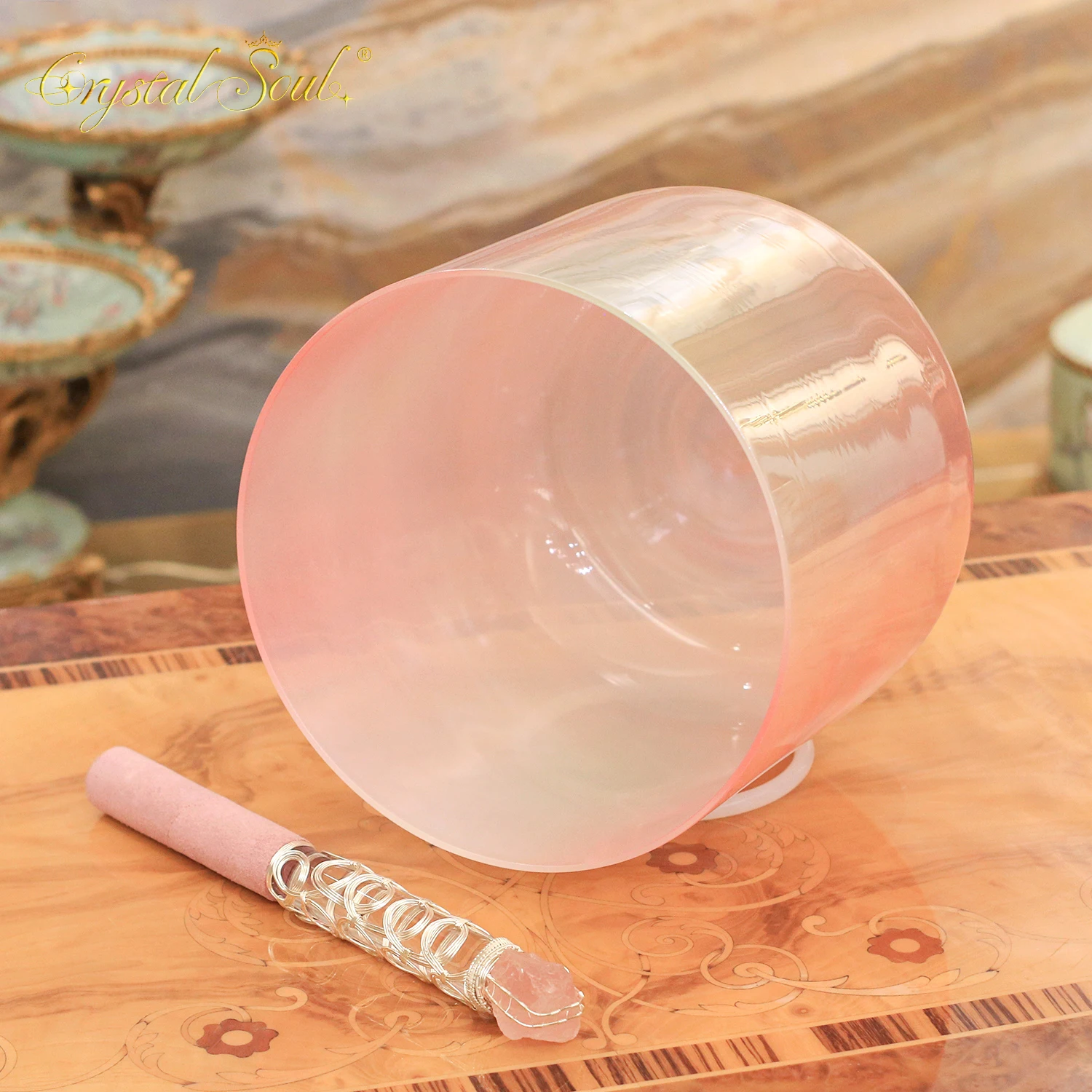 Crystal Soul High Quality Customized Colored Three Layer Gradient Alchemy Crystal Bowl Crystal Singing Bowl for Meditation
