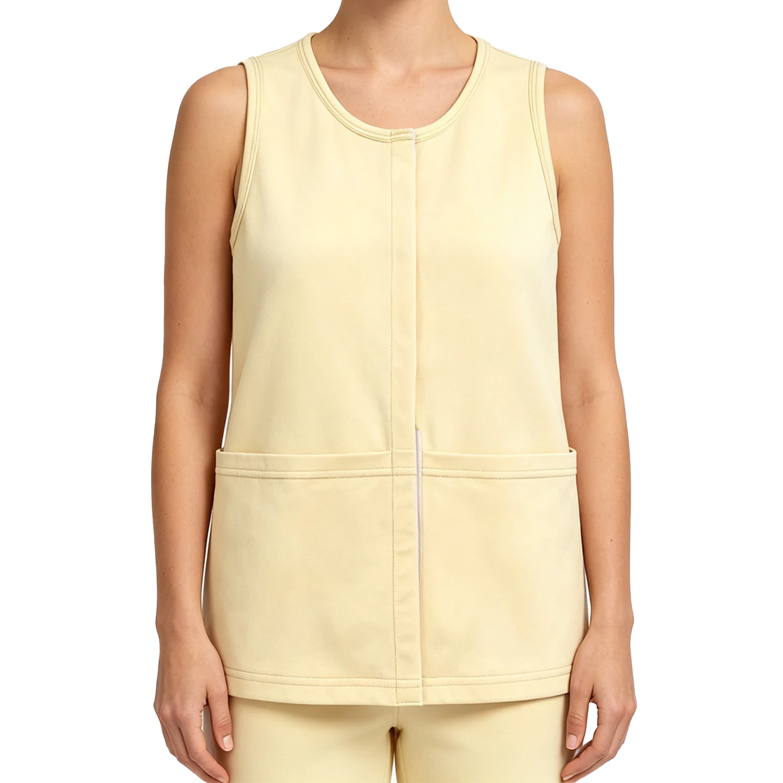 Women's Postoperative Recovery Vest Homewear Sleeveless Hook-and-loop Closure Tank Top T-Shirt with Pockets for Hospital Nursing