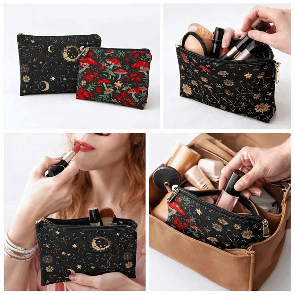 New Red Mushroom Makeup Bag Trendy Portable Storage Bag Durable Moon Forest Bag Gift view 3