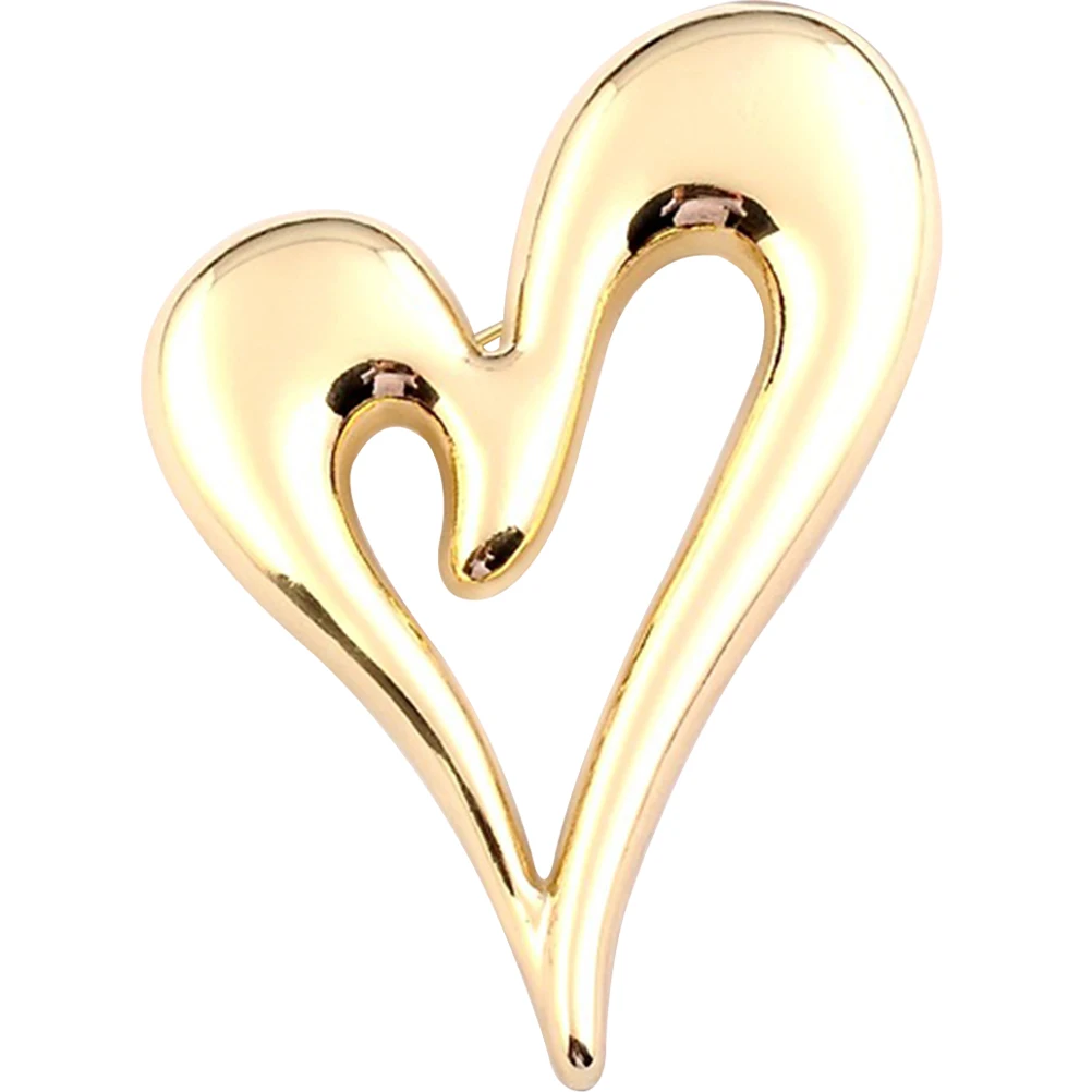 

Elegant Heart Shaped Brooch Pin Women Fashion Jewelry Golden Color Scarf Coat Decoration Valentines Birthday Gift