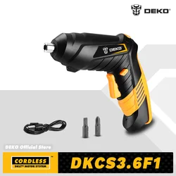 DEKO DKCS3.6F1 Mini Electric Screwdriver Rechargeable Battery Twistable Handle Cordless Screwdriver for Woodworking