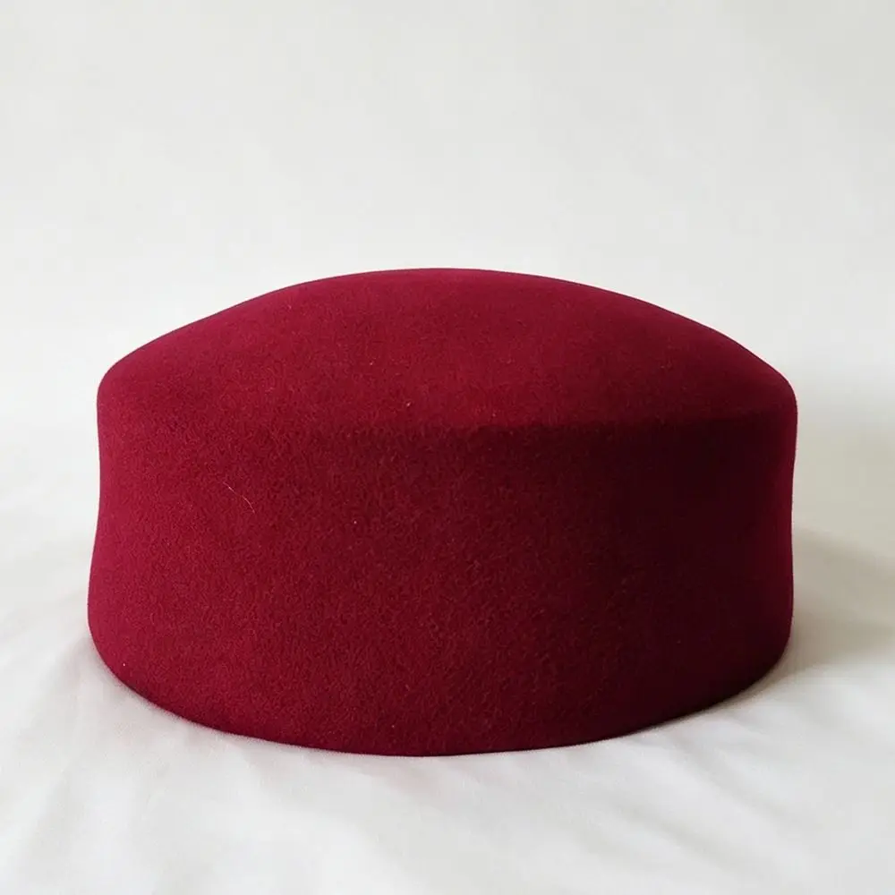 New Wool Wool Pillbox Hat Structured Crown Solid Round Dress Hat Round Shape Vintage Style Women Sun Hat Formal Occasions