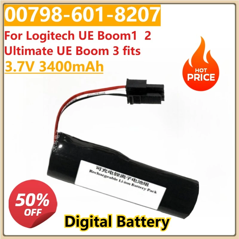 

Digital Battery 00798-601-8207 3.7V 2600mAh 3400mAh Conenset Audio for Logitech UE Boom1 2 Ultimate UE Boom 3 fits Li-ion