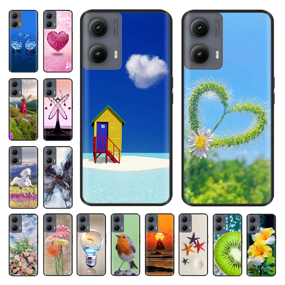 For Motorola Moto Edge 2024 Case Silicone Soft TPU Phone Case For Moto Edge 2024 gen 5 Lovely Cat House Painted Back Cover Coque