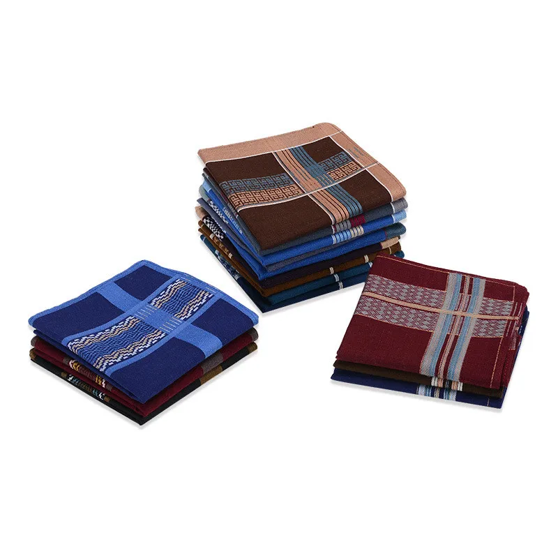 3Pcs 40x40cm Pure Cotton Mens Handkerchief Suit Pocket Decor Square Dark Classic Handkerchief Random Color