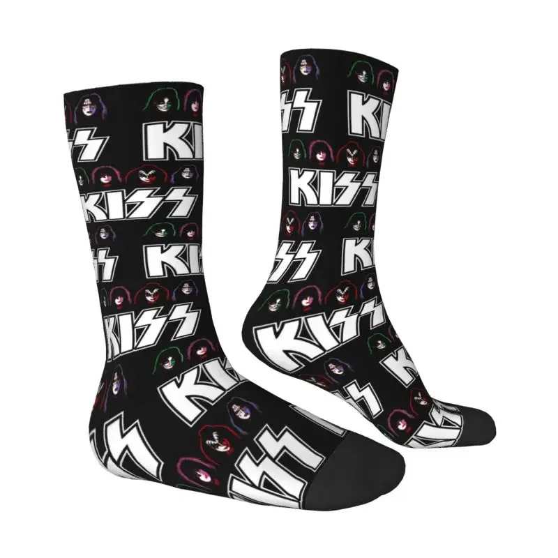 Cool Heavy Metal Band Kiss Socks Men Women Warm 3D Printing Rock And Roll Basketball Sports Socks