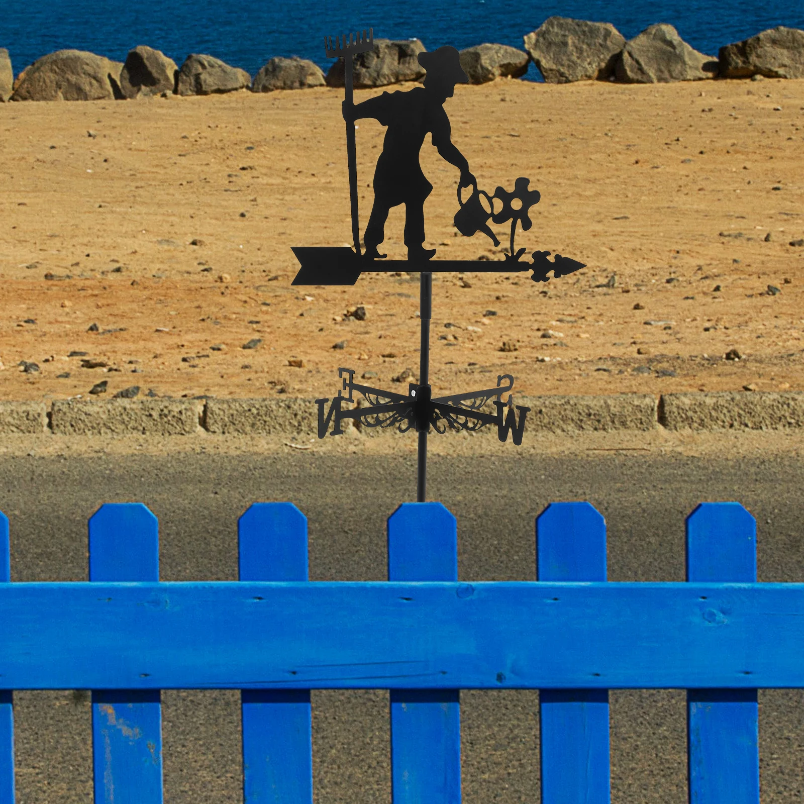 

Farmer Weather Vane Iron Direction Indicator Vintage Style Easy Roof Installation Outdoor Garden Yard Decor Wind Direction