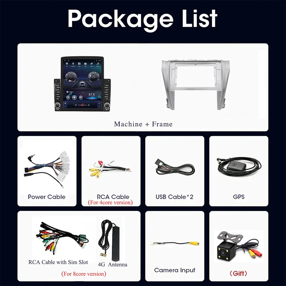 Car Multimedia Palyer For Toyota Camry 2014 2015 2016 2017 Autoradio Video Audio A/V Tape Recorder PC Tablet 4G Lte WiFi Carplay