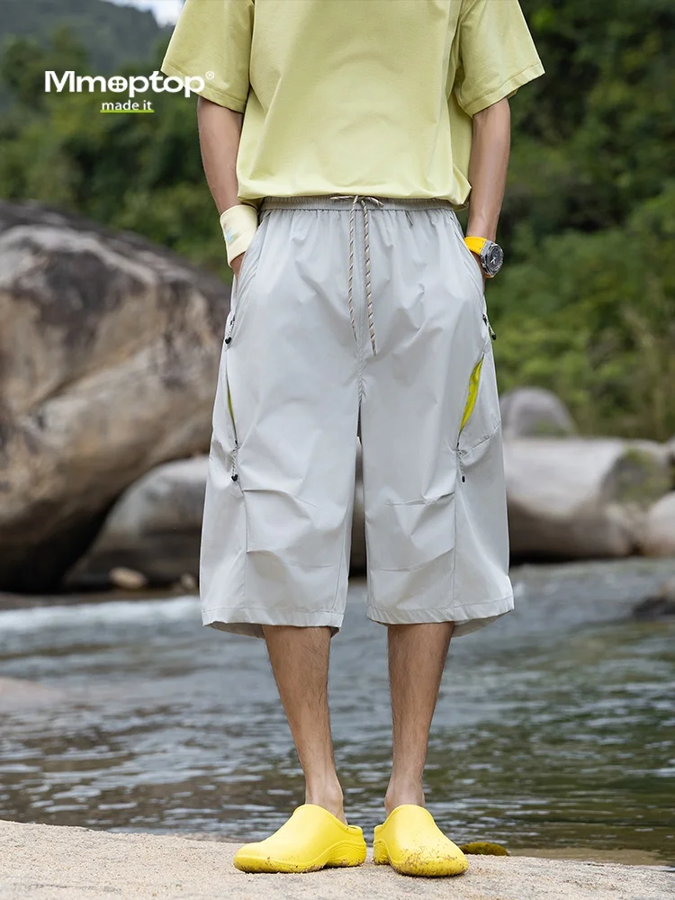 

MMoptop Men's Outdoor Summer Casual Sports Shorts Thin Loose Straight Leg Seven-Quarter Length Workwear Polyester Fiber