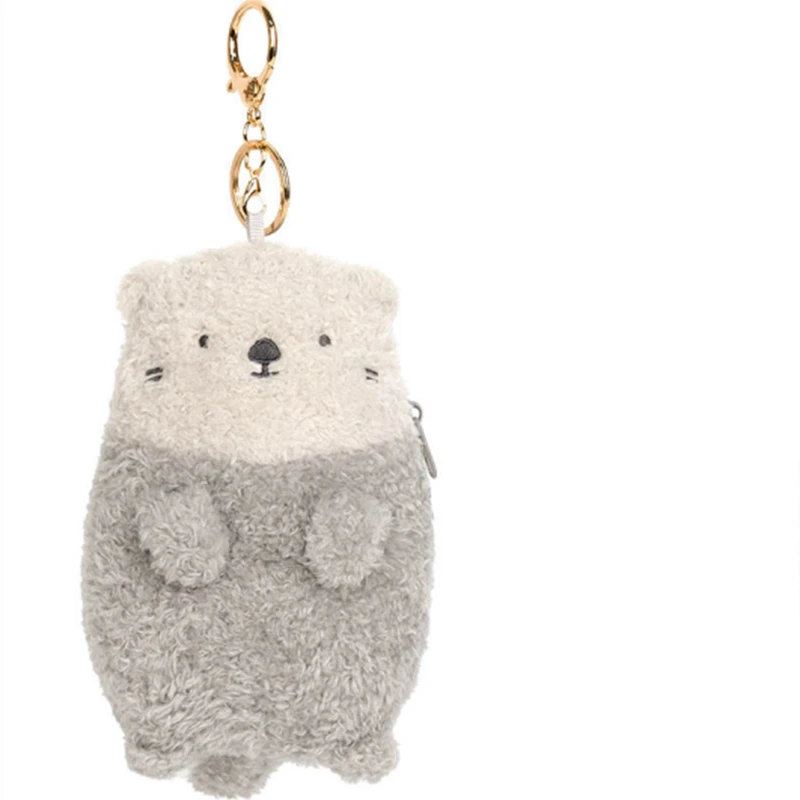 Monedero de felpa con forma de criatura de esquina de Animal para mujer, bolsa para auriculares con cremallera, lontra, zorro, monedero, bolsas para tarjetas Kawai, regalo