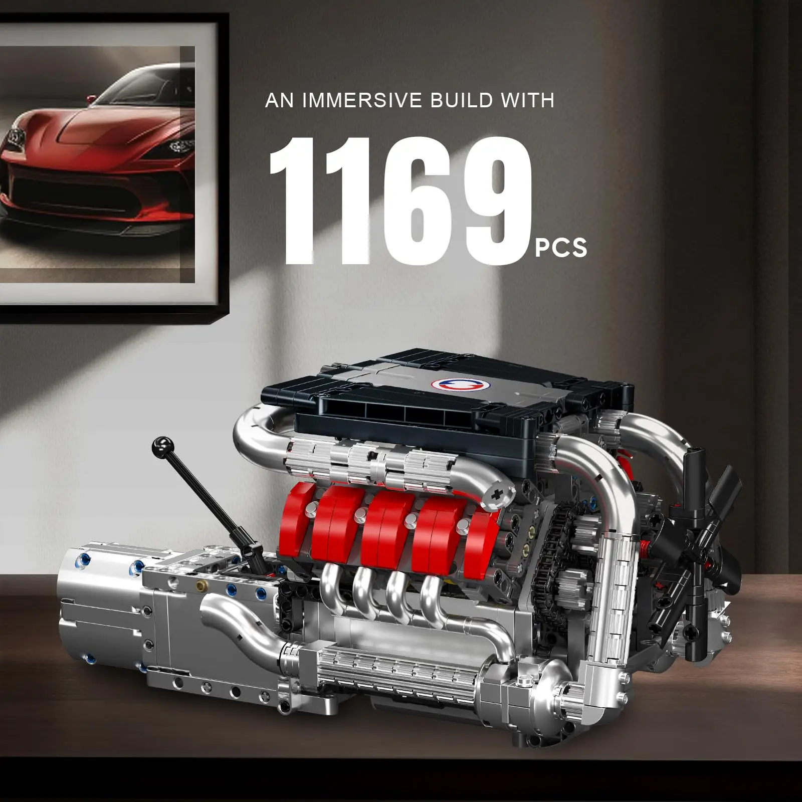 Mold King 10203 1169 Stuks Supercar V8 Motor Building Kit Model MOC Engeering Motor Kids STEM Bouwstenen Speelgoed voor volwassenen Geschenken