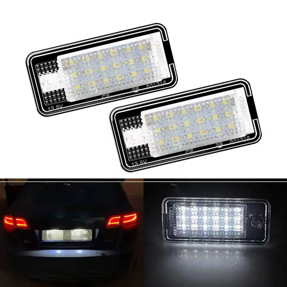 

2pcs LED Number Plate Light For Audi A3 A4 S4 RS4 B6 B7 A6 RS6 S6 C6 S5 Q7 A8 S8 Avant Canbus Error Free License Plate Lamp