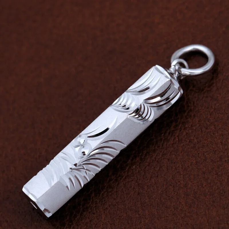 

PT950 Real Pure Platinum 950 Pendant Men Women Carved Pattern Hexagon Column Pendant About 2.2g / 27*5mm