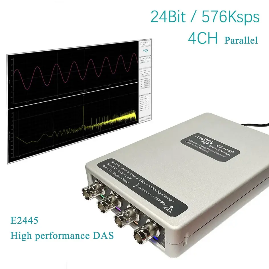 E2445 High-Performance Vibration/acoustic Data Acquisition 24Bit/4CH Synchronization/576Ksps/IEPE Ethernet