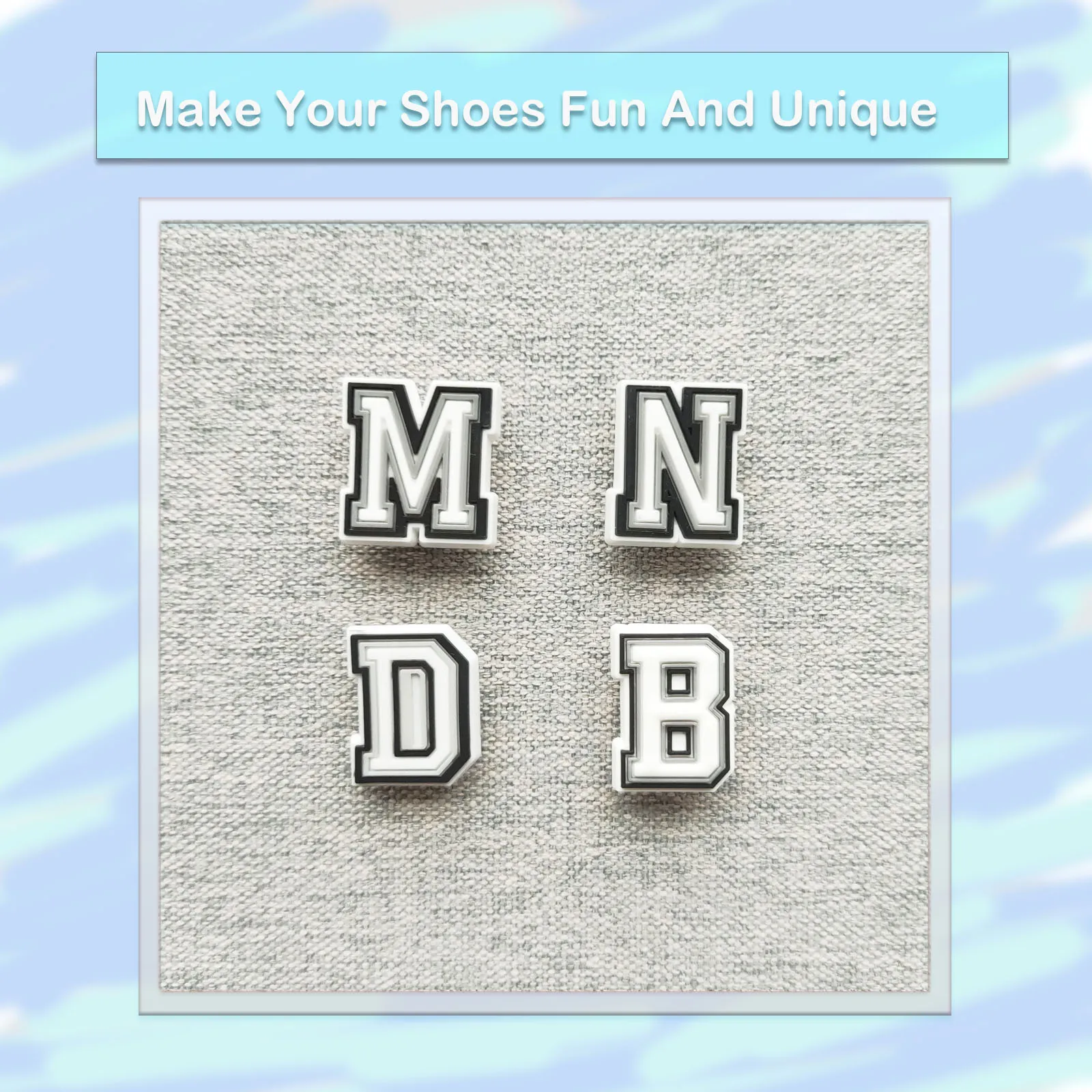 26/28/54/40/80Pcs Alphabet Series Shoe Charms For DIY Charms Shoe Decoration Accessories Bubble Slides Sandals Shoe Pins
