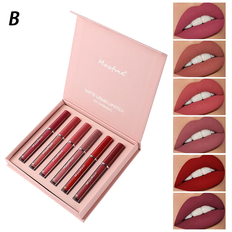 Matte Lip Gloss Set 6 Color Lipstick Smooth And Lasting Display Lip Gloss Waterproof Moisturizing Lipstick Holiday Gift Box Set_voghion.com