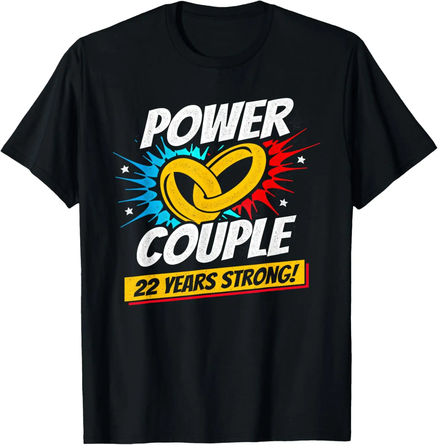 Married 22 Years - Power Couple - 22nd Wedding Anniversary T-Shirt