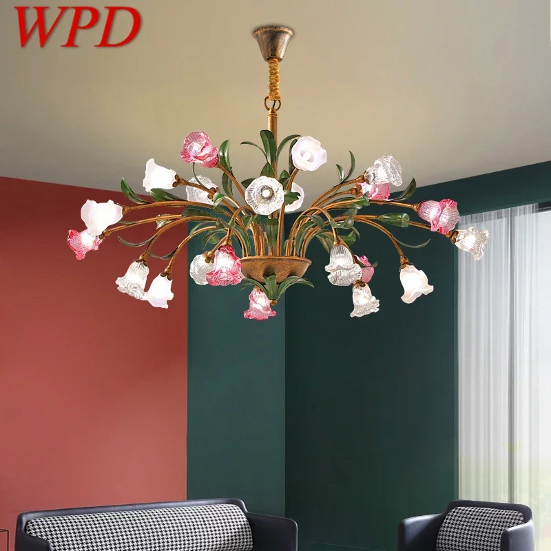 

WPD American Pastoral PendantLamp French LED Creativity Flower Living Room Dining Room Bedroom Home Decoration Chandelier