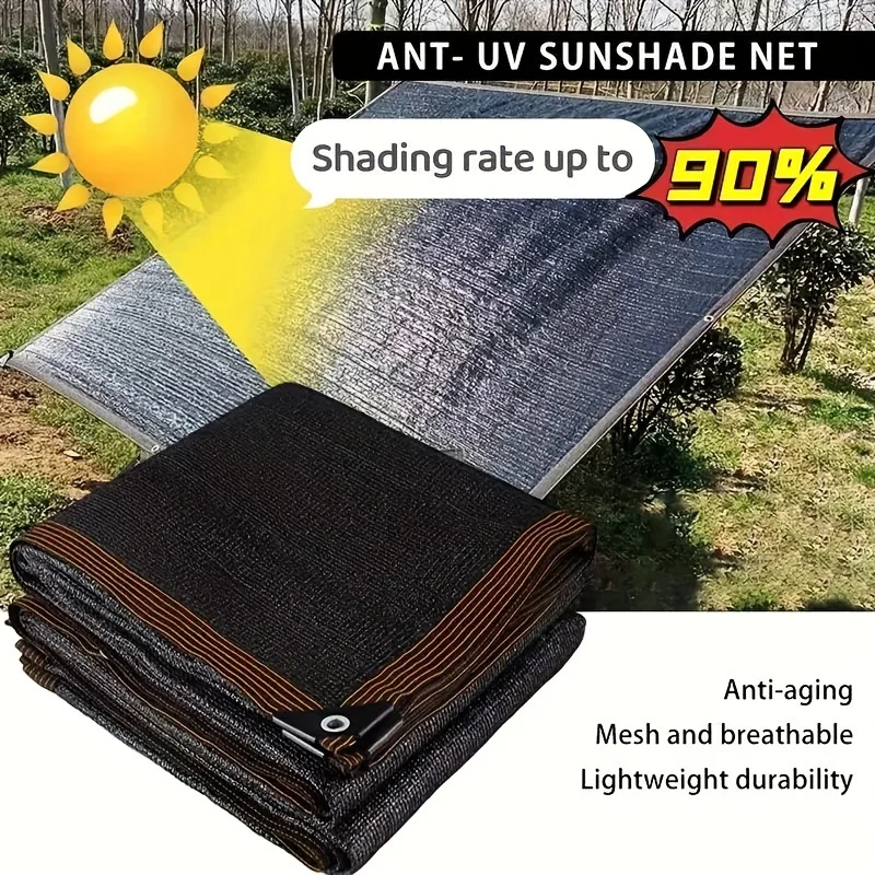 

12PIN Black Sunshade Net Shading 70~80% Plant Greenhouse Cover Mesh Fence Privacy Screen Garden Sun Shed Outdoor Anti-UV