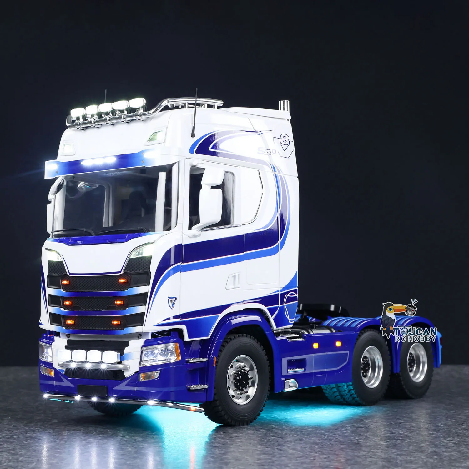 TOUCAN 6x6 1/14 Zdalnie Sterowany Ciągnik Ciężarowy 770S Samochody RC 2-biegowa Skrzynia Biegów Model Metalowe Podwozie Oś Symulowane Efekty Dymu