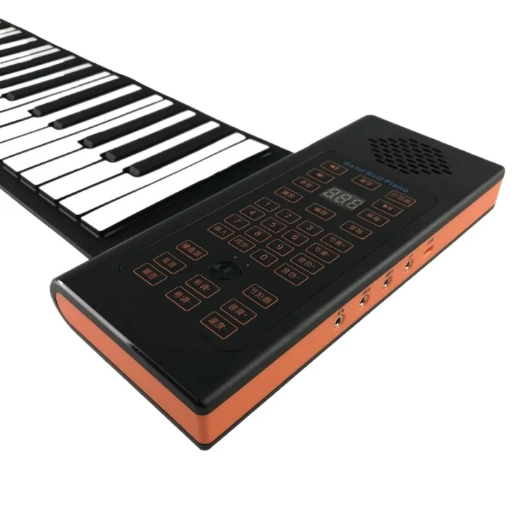 Rechargeable BT Silicone Hand-rolled Piano with Trumpet 61 Keys Foldable Piano Keyboard Beginner Music Teaching Birthday Gift