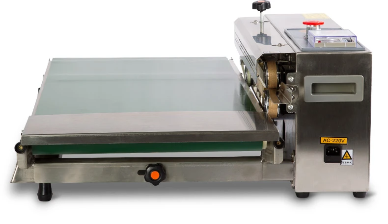 FR-770W Horizontal Continuous Band Sealing Machine, com ampla correia transportadora, para saco plástico e folha de alumínio