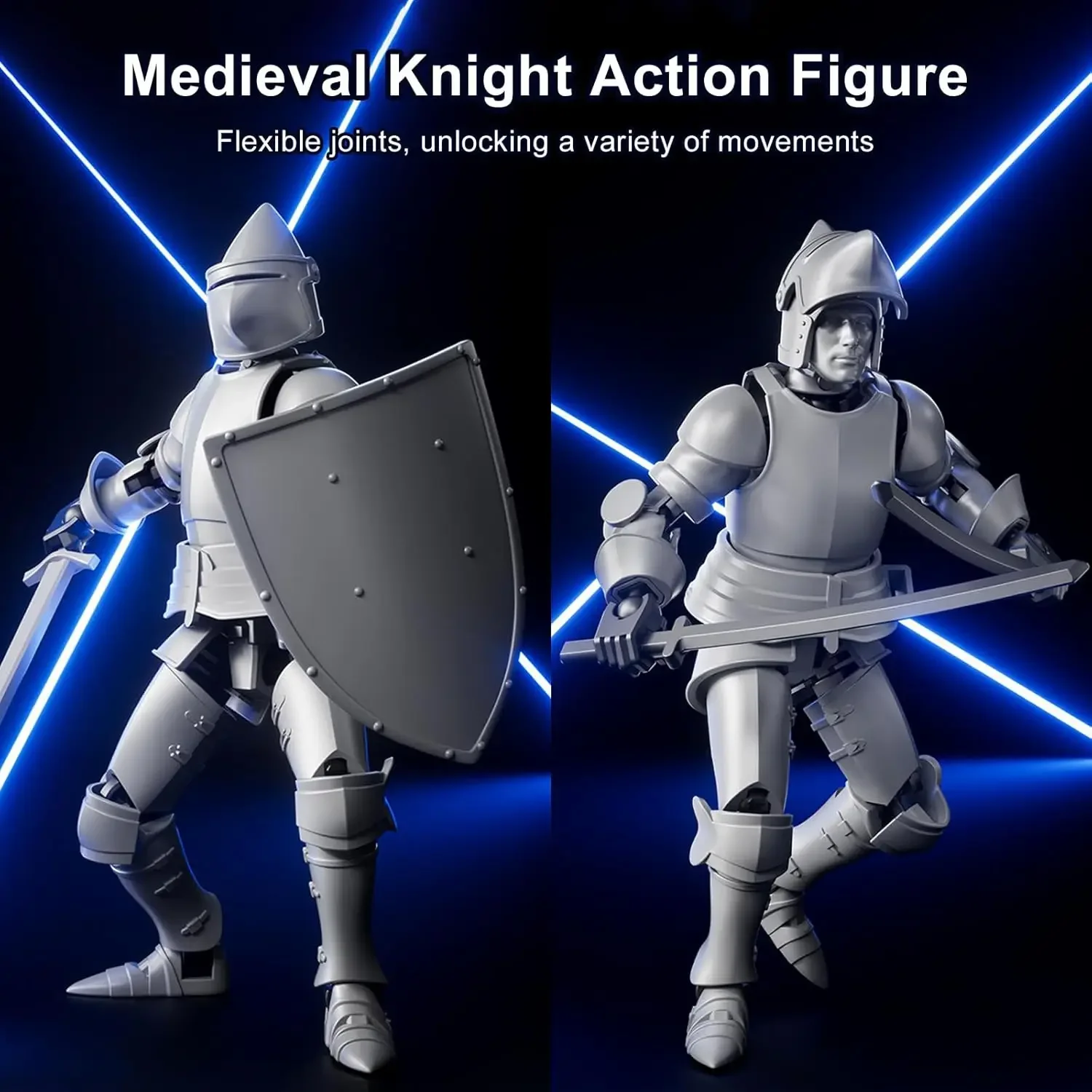 (Unassembled)Dummy 13 Magnetic Medieval Knight Action Figure Set,T13 Action Figures DIY Multi-Jointed Movable Toy with Weapons