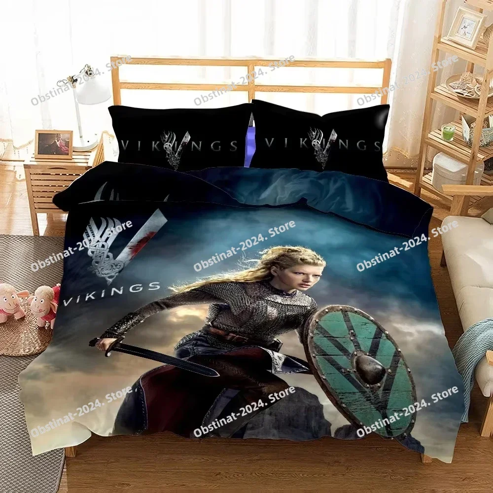 فايكنغ ليجند مزدوج 3 قطعة طقم سرير Femir Winnick Standen Brighton Gusta S.Single 2 قطعة المخدة غطاء لحاف Kint المنسوجات المنزلية