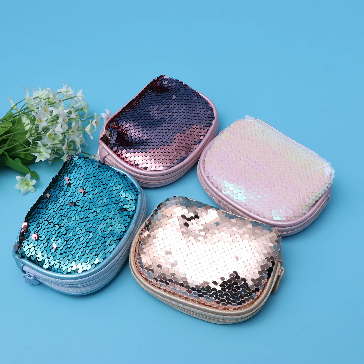 

2Pcs 's Purse Glitter Small Wallet for Women Fashion Makeup Pouch Portable Change Purse Organizer Daily Use Cute