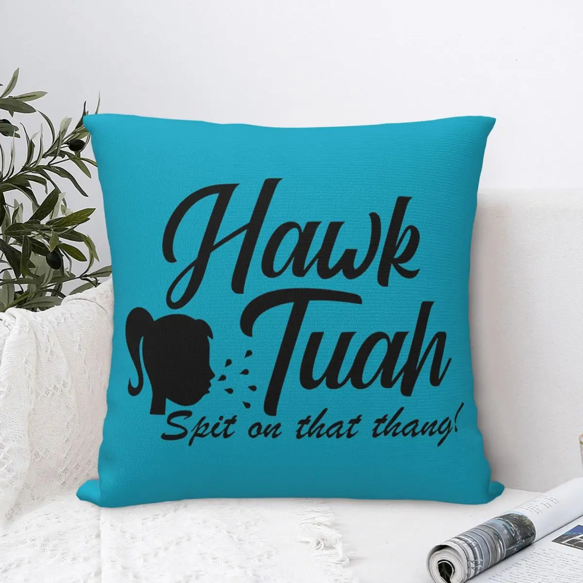 Hawk Tuah Spit On That Thing Square Pillow Cases Funny Pop Meme Cushion Covers Creative Zippered Decorative Pillowcase for Bed