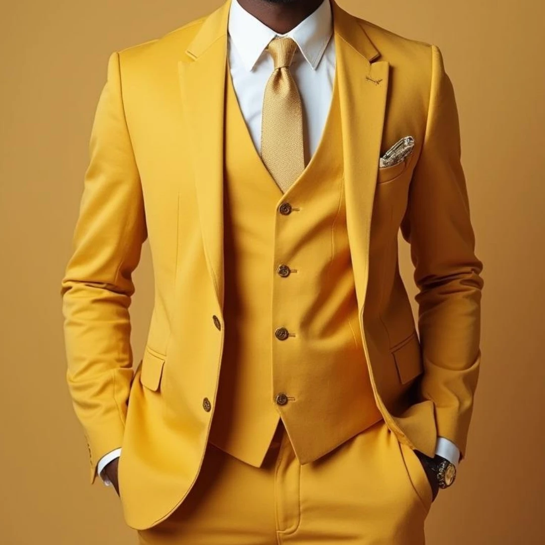 

Men Suit 3 Pieces Single Button Solid Business Casual For Wedding Party Banquet Work Tuxedo Jacket Vest With Pants