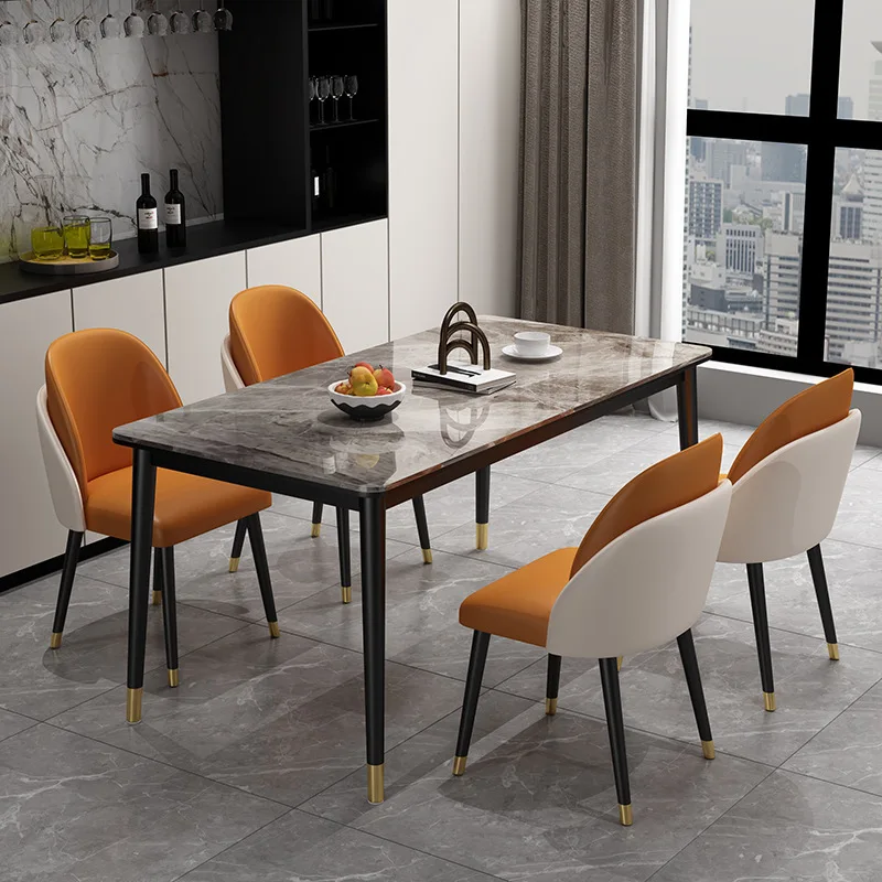 Modern Design round Wooden Dining Table Set with 4 Upholstered Fabric Restaurant Chairs Home Furniture Use Wholesale Available