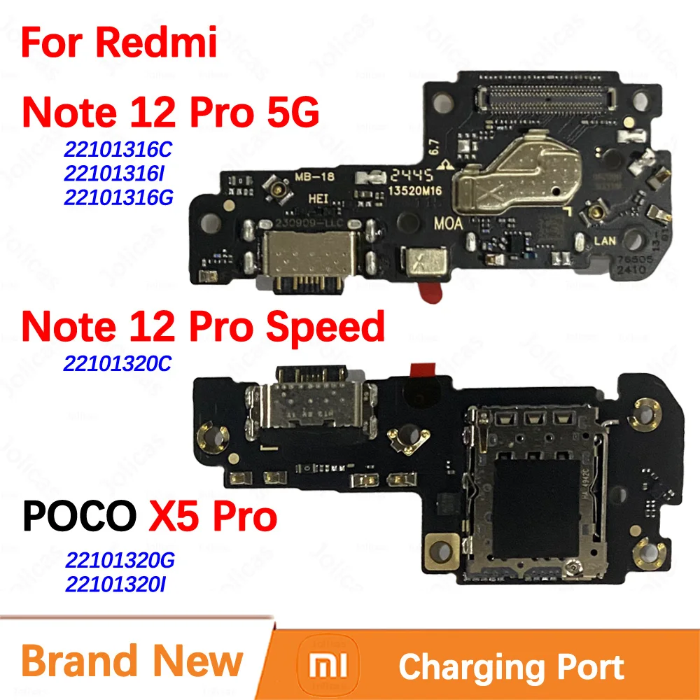 100% Brand New Original Charging Port For Xiaomi Redmi Note 12 Pro 5G Speed Poco X5 Pro Quick Fast USB Charger Dock Board Connec