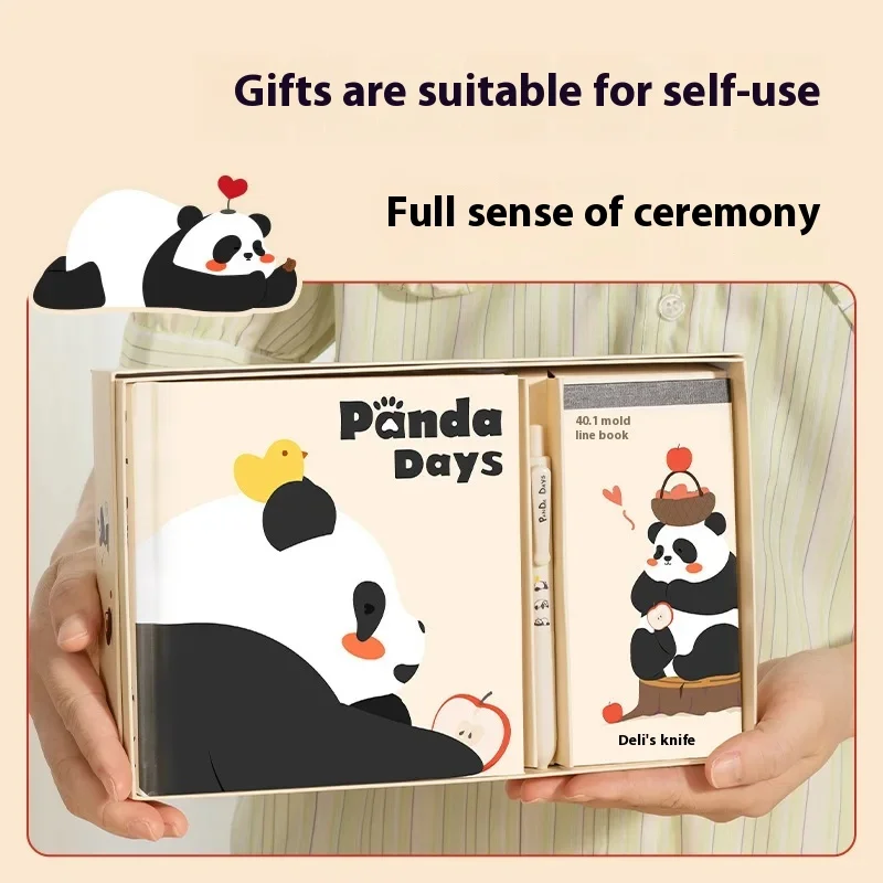 Kawaii Panda Stationery Sets With Notebooks, Stickers, Notes, Pens Kids School Supplies Gift Box Back To School Acsesories