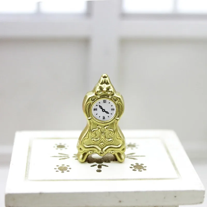 Puppenhaus Zubehör DIY Miniatur Modell Spielzeug Uhr Legierung Wecker Ornament