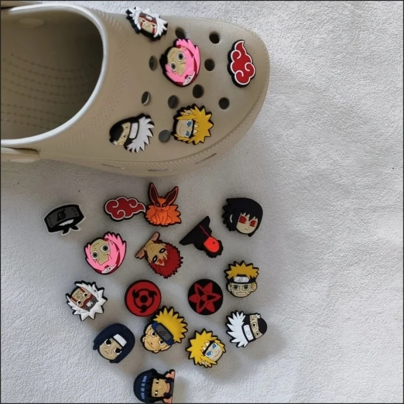 Cartoon Cute 20Pcs Shoe Decoration Kakashi Itachi Anime Shoe Charms Garden Shoe Buckle Fit Clogs Decoration Sandals Decor Gift