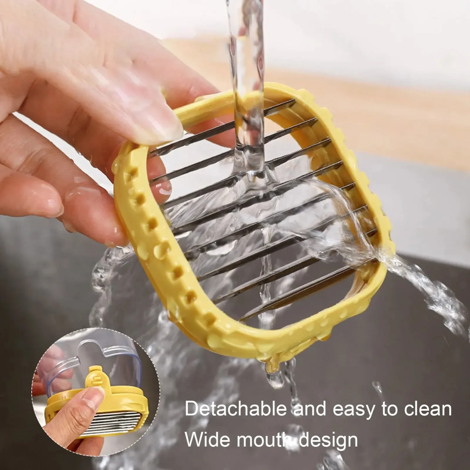 2in1 Stainless Steel Manual Slicer & Chopper Cup - Detachable Fruit/Vegetable Cutter for Strawberries Bananas Onions Mushrooms - view 5