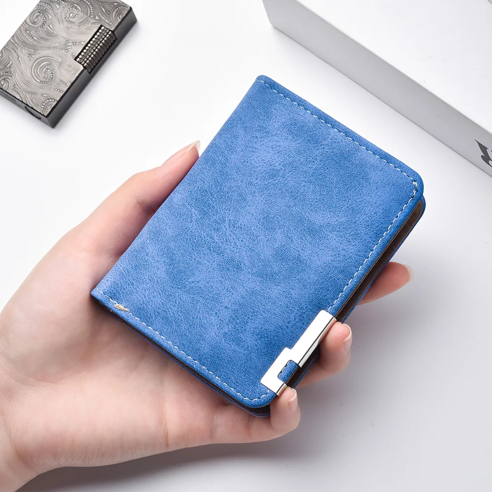 Neue PU-Leder Retro-Stil Herrenbrieftasche (in Grau, Schwarz und Blau) mit Mehreren Kartenfächern und Kreditkartenhalter – Detail 4
