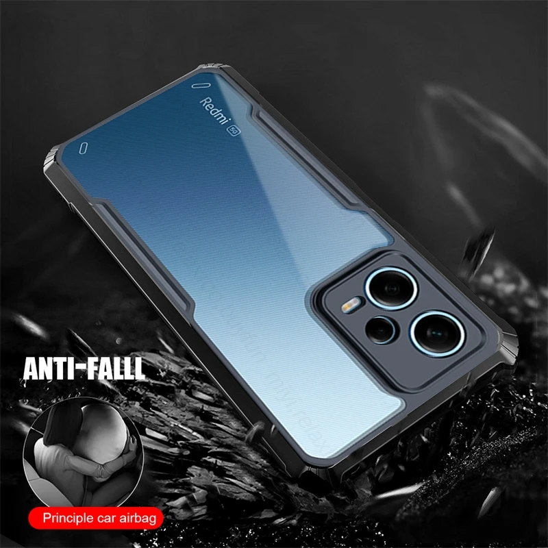 Heavy Duty Clear Acrylic Back Cover For Redmi Note12 Pro+ 5G Soft TPU Frame Shockproof Coque On Redmy Note 12 Pro Plus 5G Case