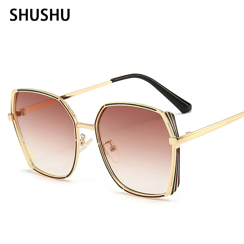 New Metal Square Ladies Sunglasses Fashion Personality Avant-garde Catwalk Sunglasses Light Luxury Trend Brand Sun Visor UV400