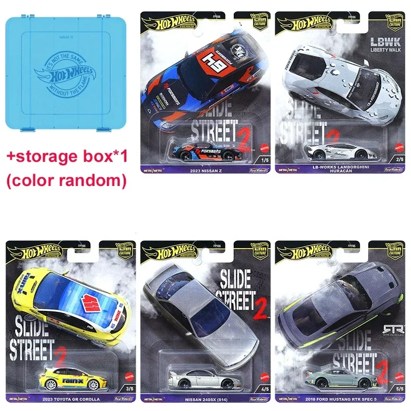 Original Hot Wheels Premium Car Culture Slide Street 2 Toy for Boy 1/64 Diecast Nissan 240SX Ford Mustang RTR Toyota Lamborghini