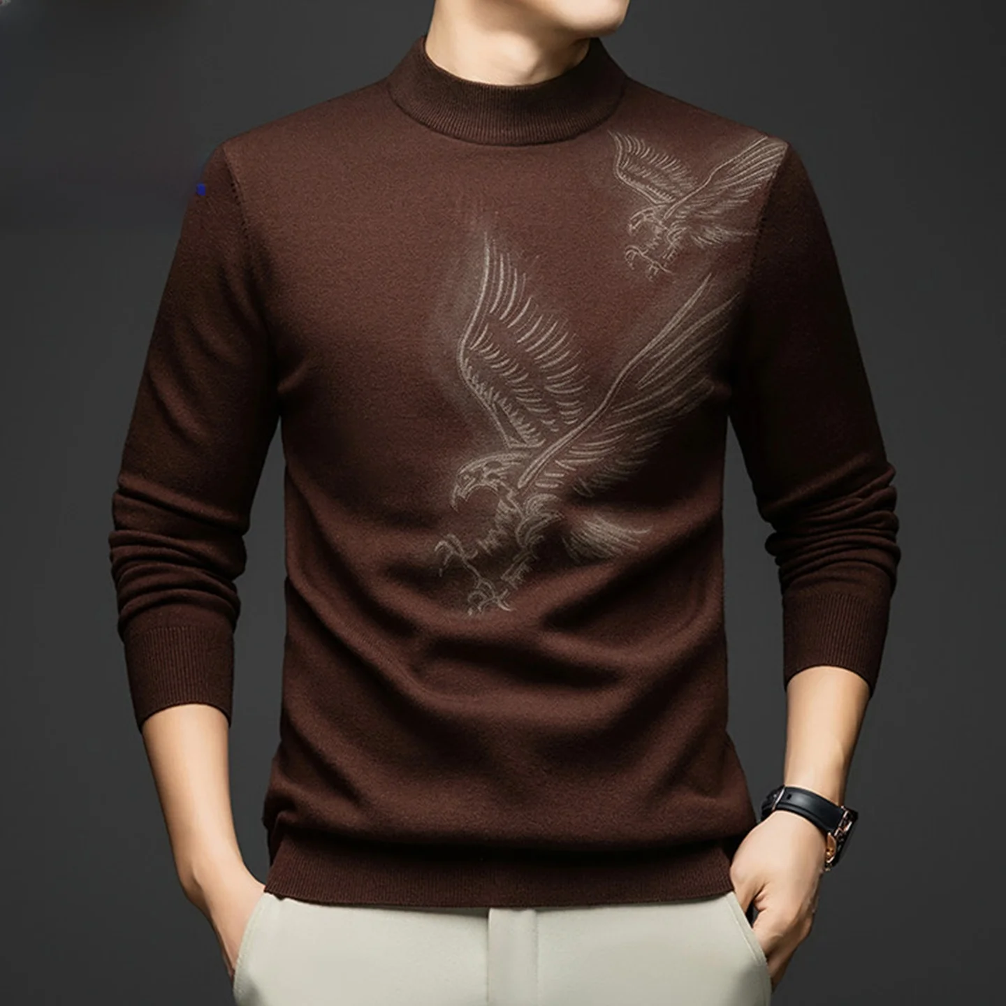 

Legend Paul Men's Thiened Wool Sweater f High Collar Long Sve Winter Faionable Warm Knitted Top for Middle-Aged Men