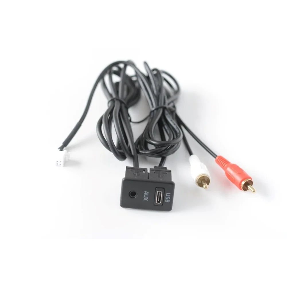 USB-C Enabled Vehicle Audio Interface Cable with 6-Pin Input and Dual Male Outputs for Sound System Connectivity