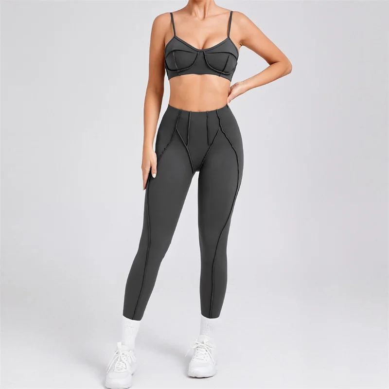 SVEIC Yoga Set Fitness Sports Bra Top 2 Piece Women's Tracksuit Pants Workout Suit High Waisted Leggings Gym Wear Tight Clothing