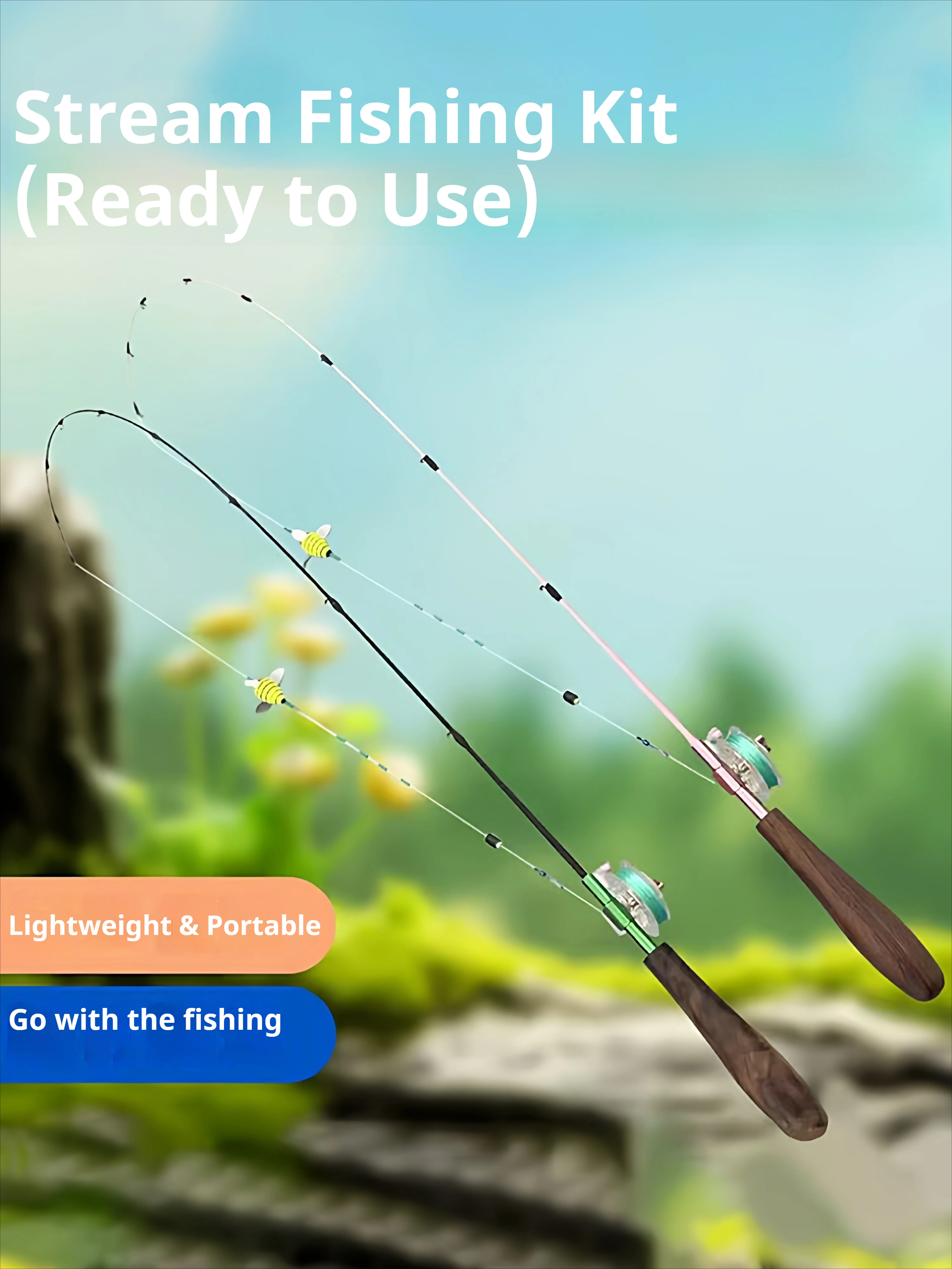 

Jianghan Mini Micro Fishing Rod Set Portable Ultra-Light Stream Rod Super Soft Shrimp Rod Small Fish Kit for Kids Outdoor