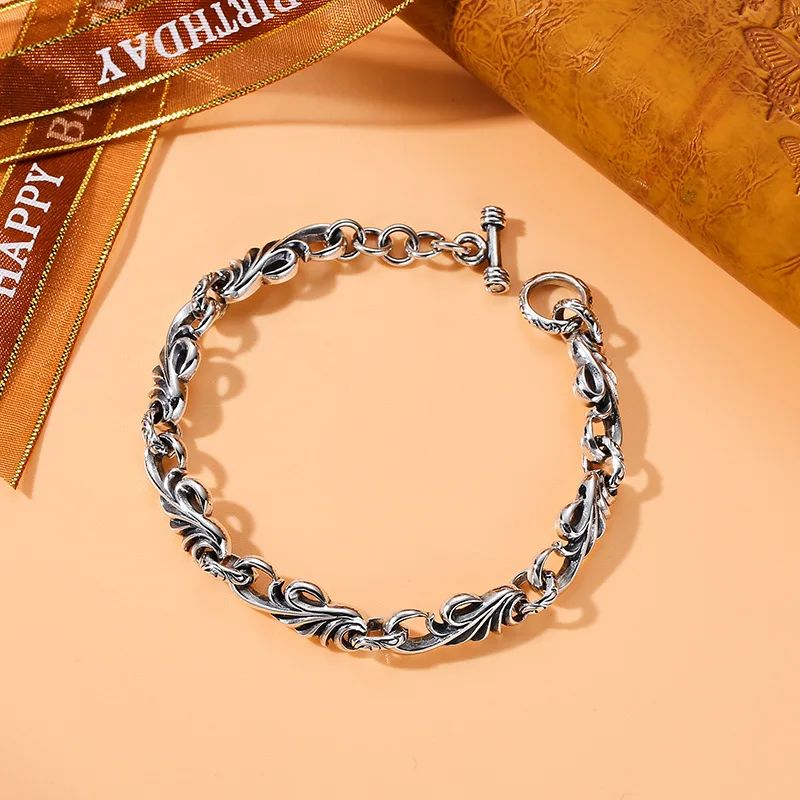 S925 Sterling Silver Bracelets for Women Men New Fashion Eternal Rattan Vintage lines 8mm Bamboo-chain Jewelry Wholesale