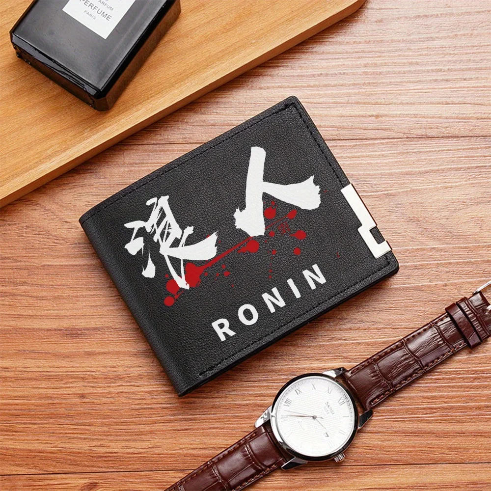 White brush strokes black background Ronin Men's Wallet Printing Design Simple Modern Stylish Business Father's Boyfriend's Chri
