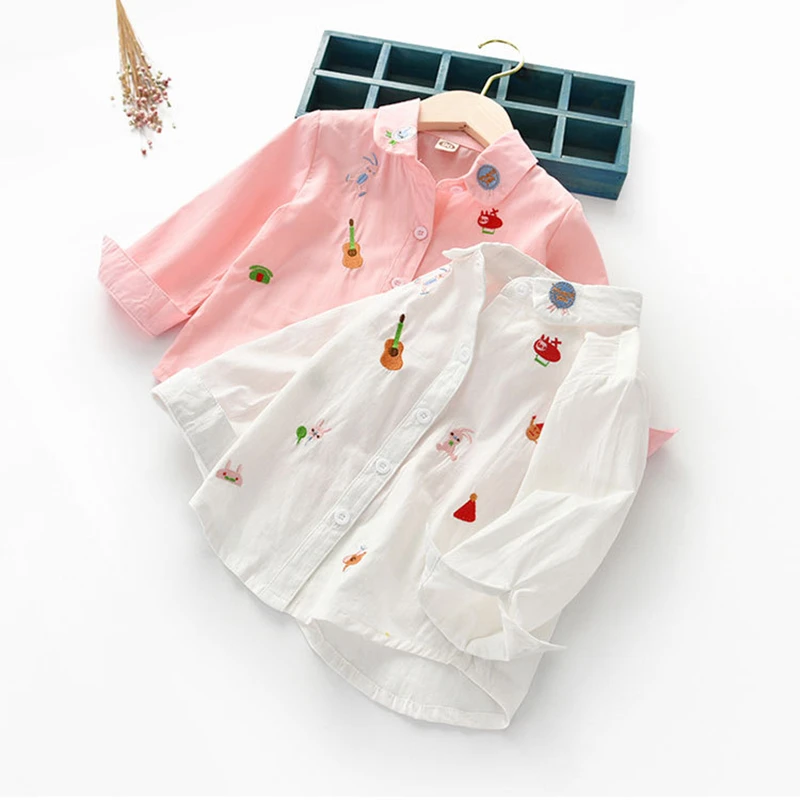 

2-7T spring autumn children kids girls fashion cute cotton full sleeve shirt blouse