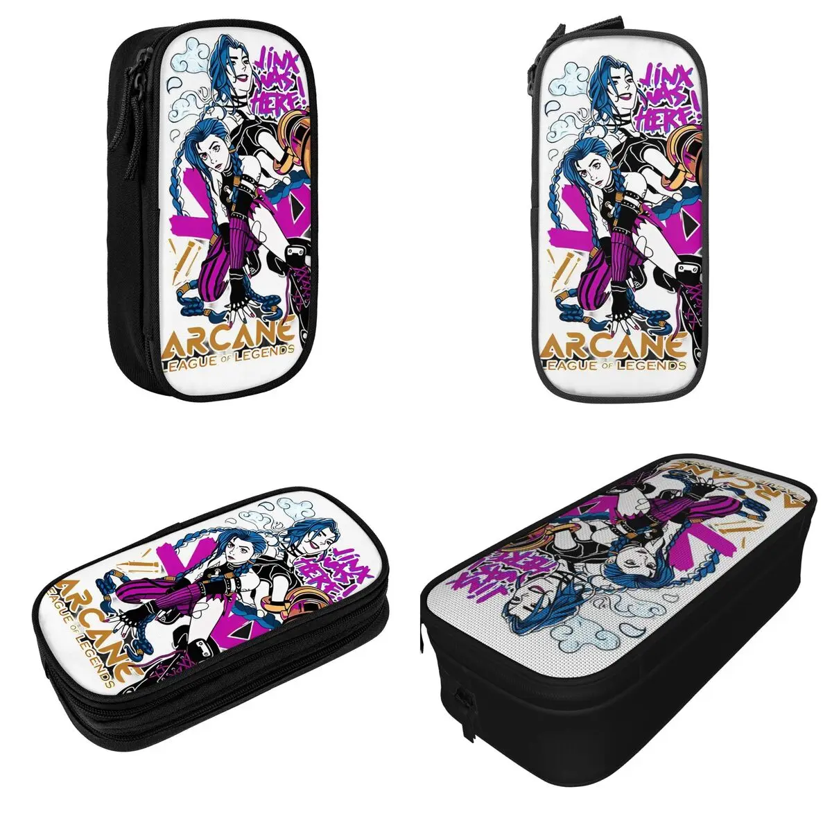 Arcane League Jinx Graphs Pencil Cases New Pen Holder Bags Girl Boy Big Capacity Students School Cosmetic Pencilcases